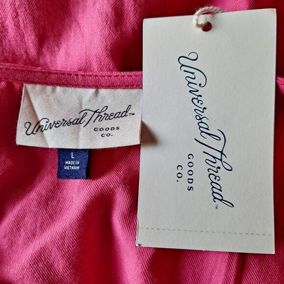 NWT Universal Thread Dress Flutter Short Sleeve Mini Cotton Pink Womens Large - Picture 11 of 13